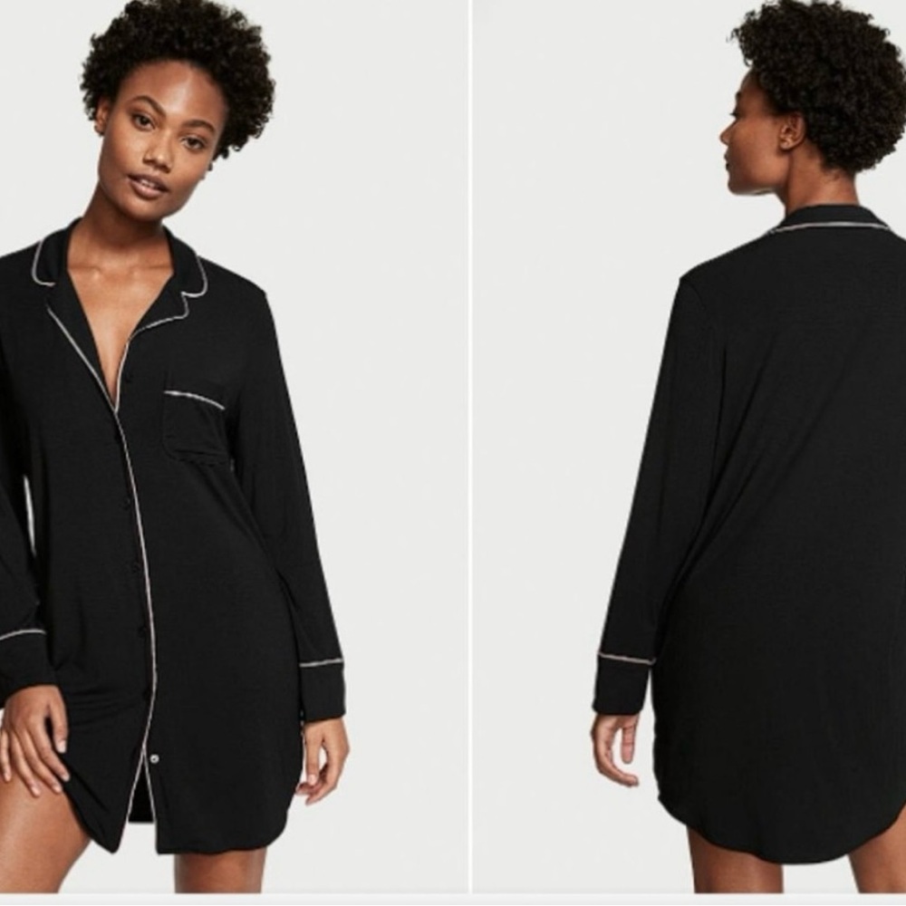 Elegant Black Pajamas with Long Sleeves and Collar